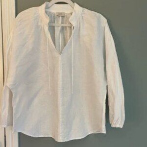 AYR The Good Aura 100% Linen Blouse in White